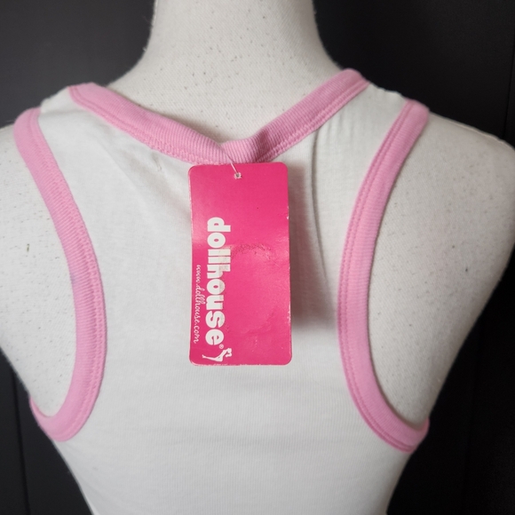 DOLLHOUSE RAZOR BACK T-SHIRT " YOU USED TO CALL ME ON MY SHELL PHONE" SZ MEDIUM - Picture 4 of 5